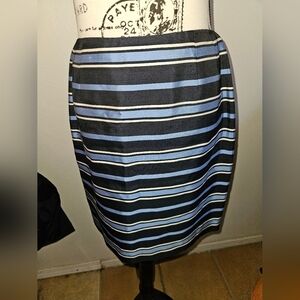 Talbots Petite Womans Pure Silk Striped Skirt Size 10